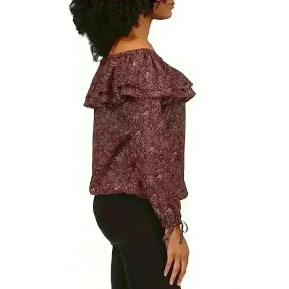 MICHAEL Michael Kors Women's L Ruffled Off-The-Shoulder Paisley Top NWT $88 - Picture 4 of 4
